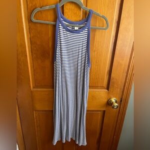 Old Navy Blue and White Striped Midi Dress